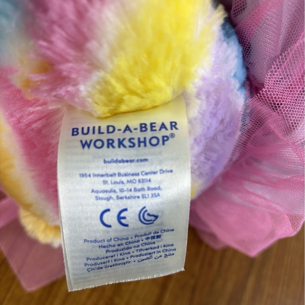 Build A Bear Rainbow Bunny Rabbit Pastel Polka Dot 2018 w/ Candy Tulle Dress - Picture 13 of 14